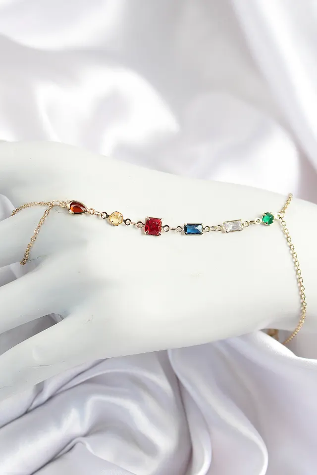 Pirinç Renkli Zirkon Taşlı Y Model Gold Renk Kadın Şahmeran