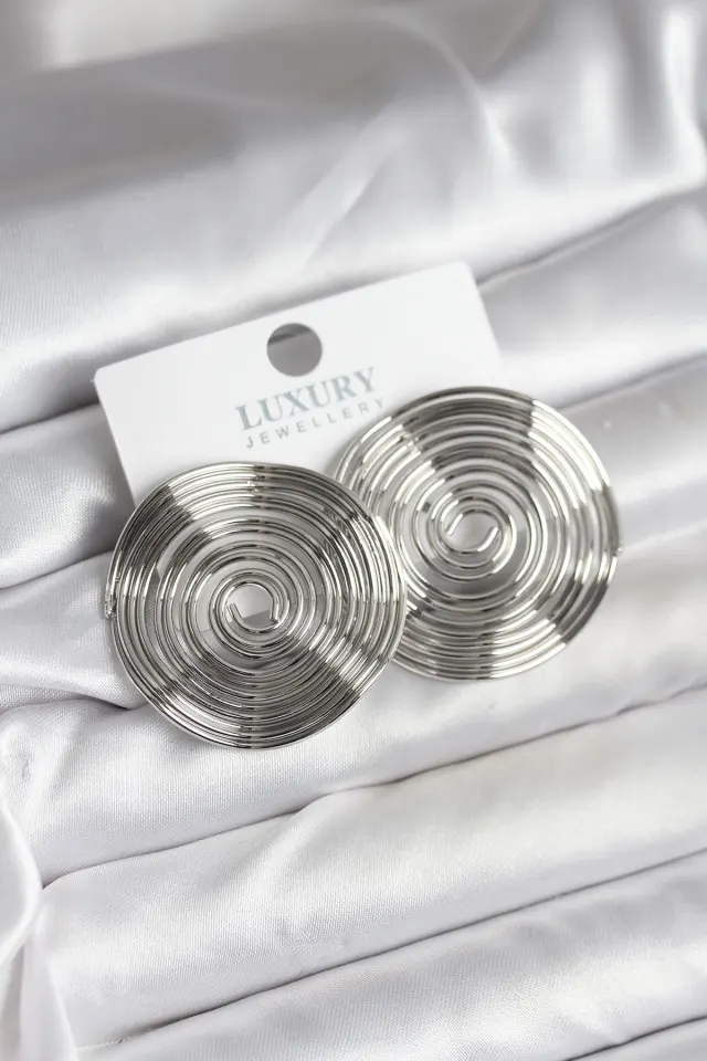 Pirinç Gümüş Renk Circle Model Kadın Küpe