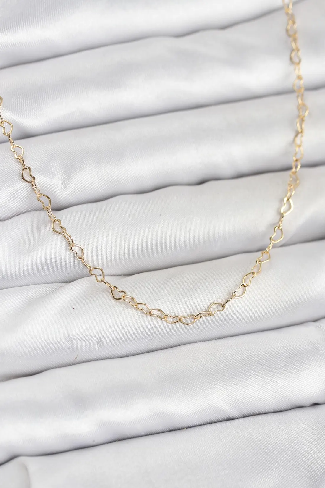 CM 14K Gold Renk Kalp Zincirli Kadın Kolye