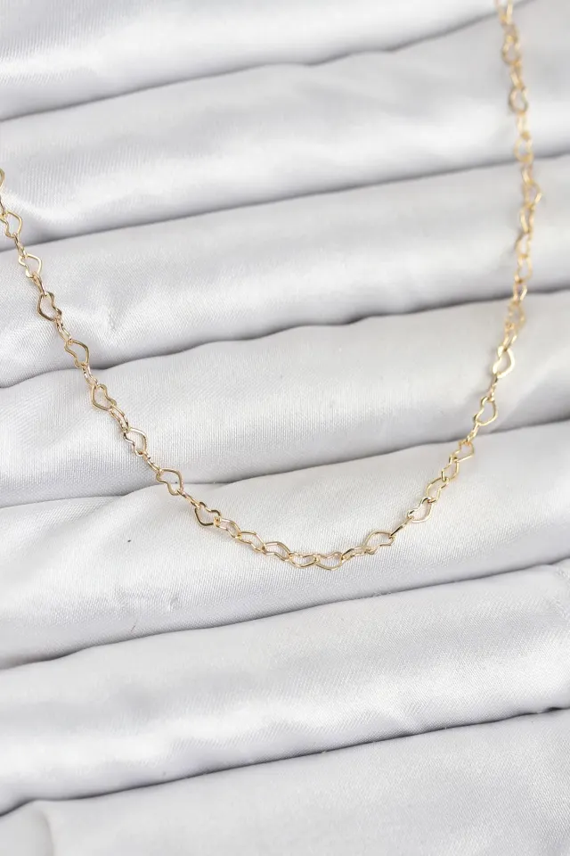 CM 14K Gold Renk Kalp Zincirli Kadın Kolye