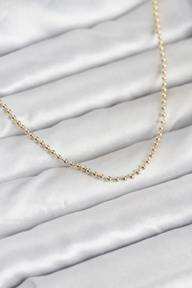 CM 14K Gold Renk Top Zincirli Model 60 cm Kadın Kolye
