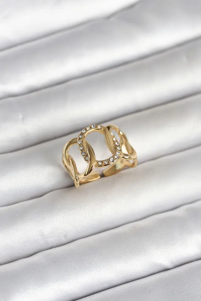316L Çelik Gold Renk Samanyolu Model Kadın Yüzük