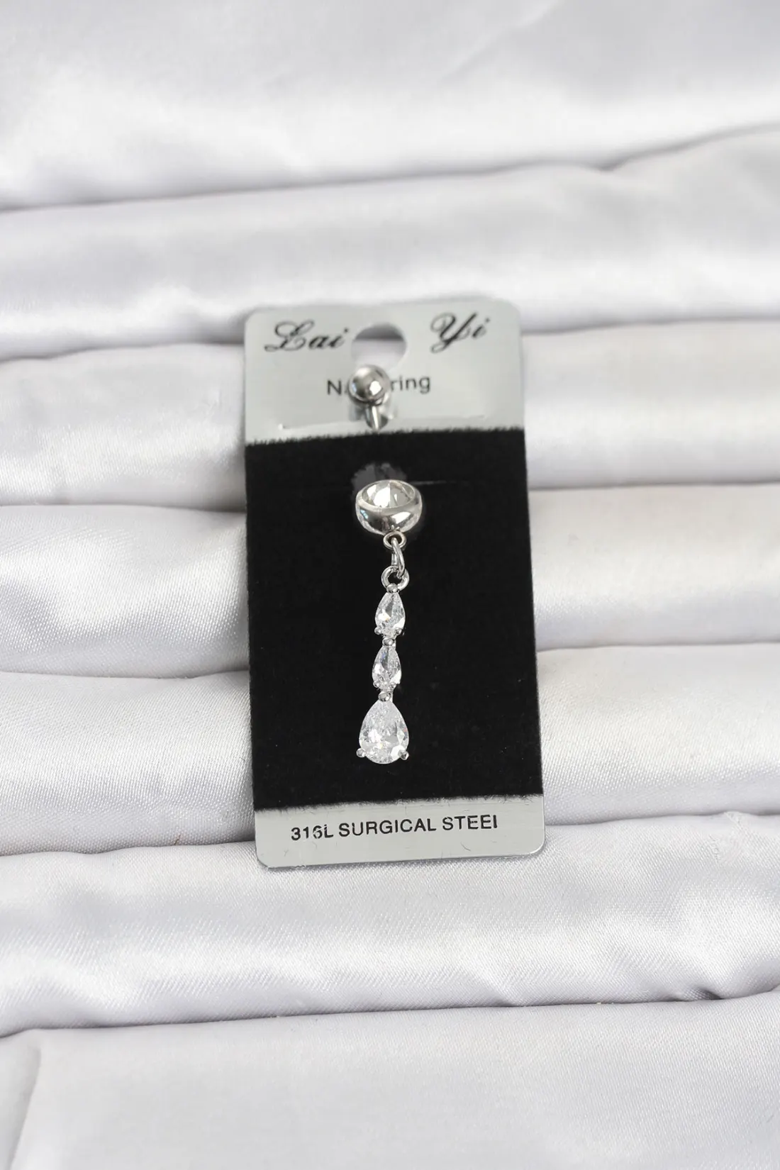 316L Cerrahi Çelik Sallantılı Damla Model Göbek Piercing