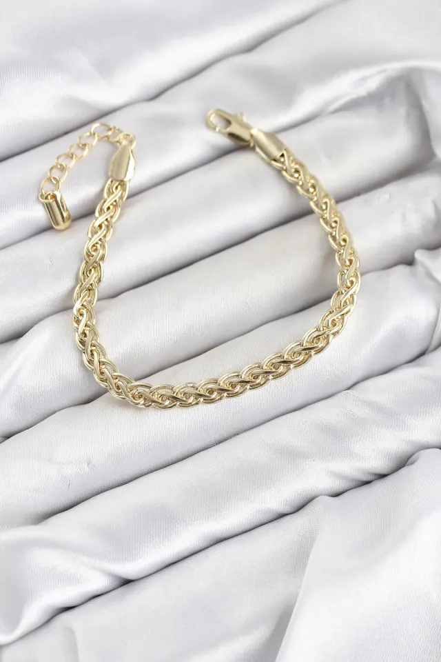 CM Singapur Zincir Model Gold Renk Pirinç Kadın Bileklik