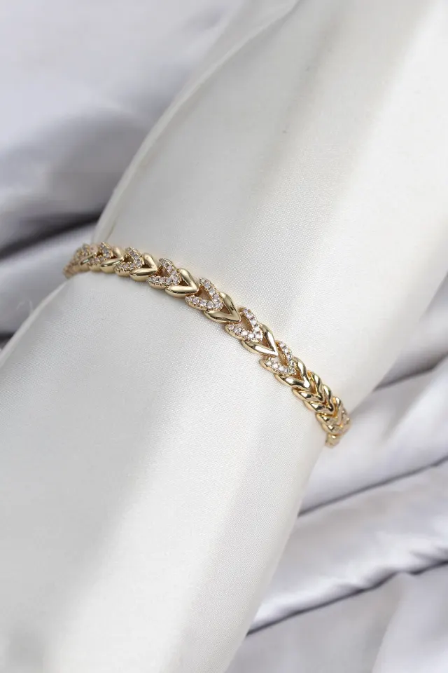 CM Model Zirkon Taşlı VIP Seri Gold Renk Pirinç Kadın Bileklik