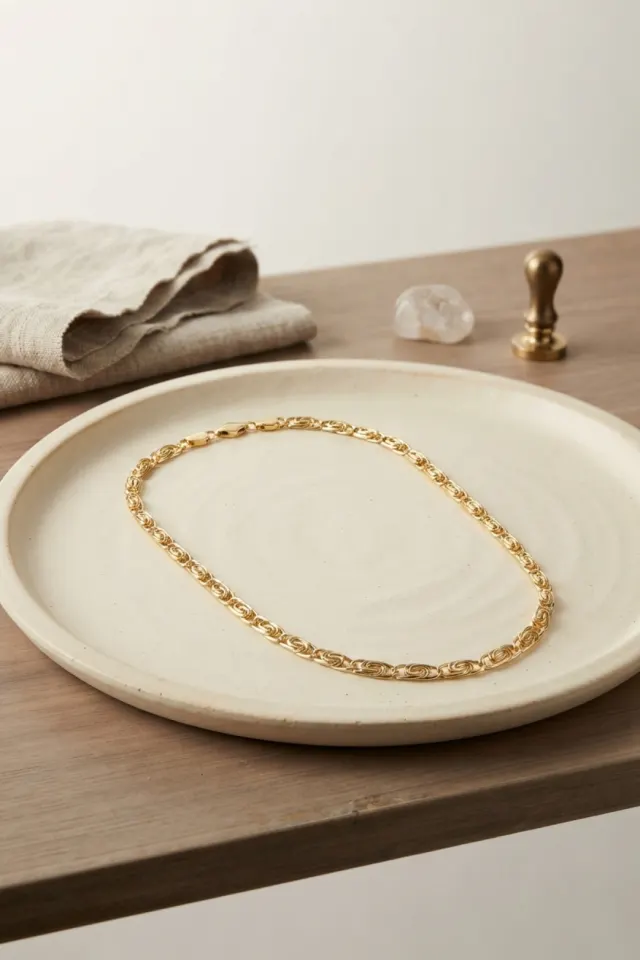 CM Yay Model Gold Renk 50 cm Kadın Kolye